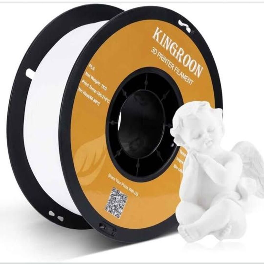 Kingroon PLA 3D Printer Filament, Dimensional Accuracy, 1 kg Spool(2.2lbs), Whit